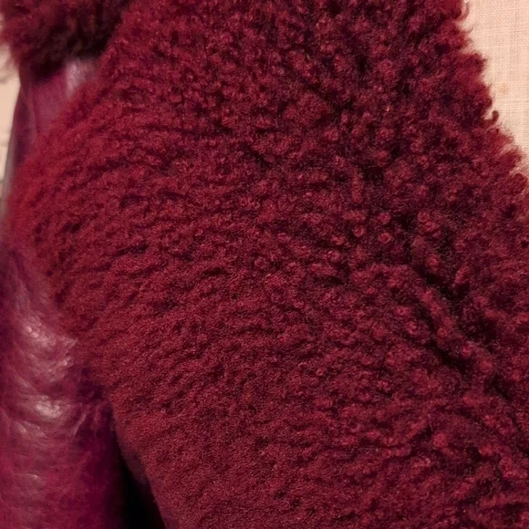 NWT Tommy Hilfiger Leather Shearing Jacket Coat Turkey Oxblood XXXL Peacoat - Picture 3 of 15